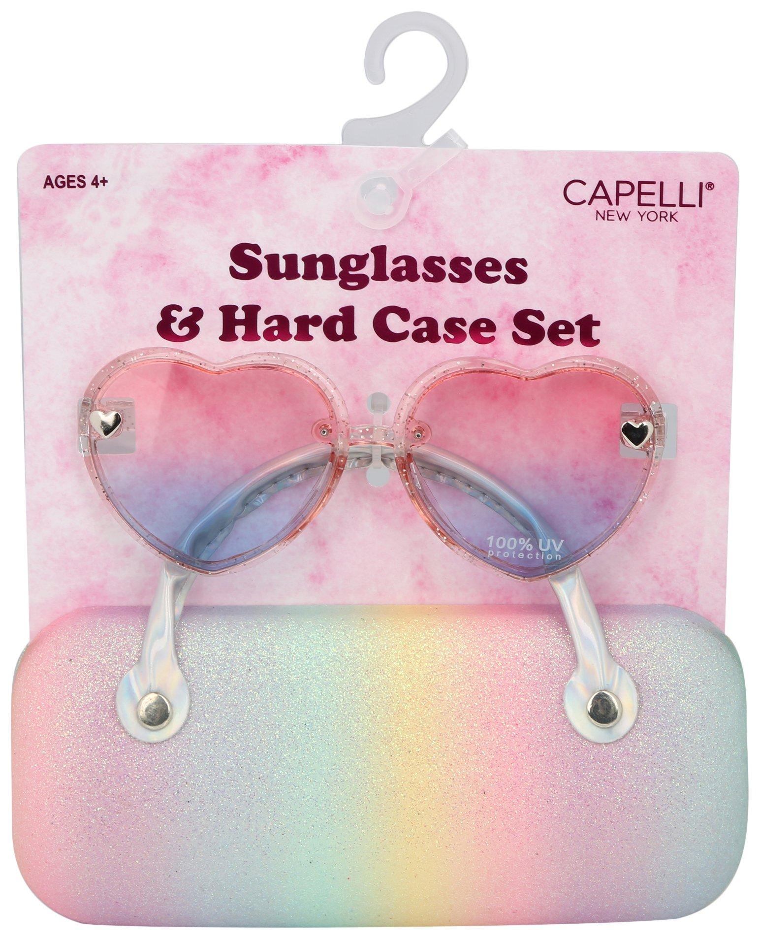 2 Pc. Rainbow Glitter Sunglasses & Hardcase Set