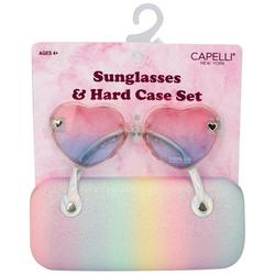 2 Pc. Rainbow Glitter Sunglasses & Hardcase Set