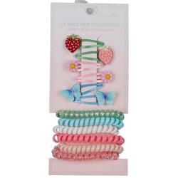 Girls 12pk Clips & Pony Holder Hair Collection Set