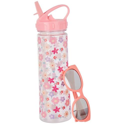 Capelli Girls 2-pc. Floral Water Bottle Sunglasses Set