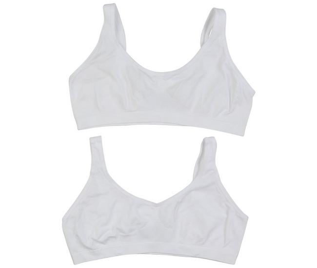 2 Girls Size Medium Hanes T-Back Bras Black/White 93% Nylon 7% Elastane