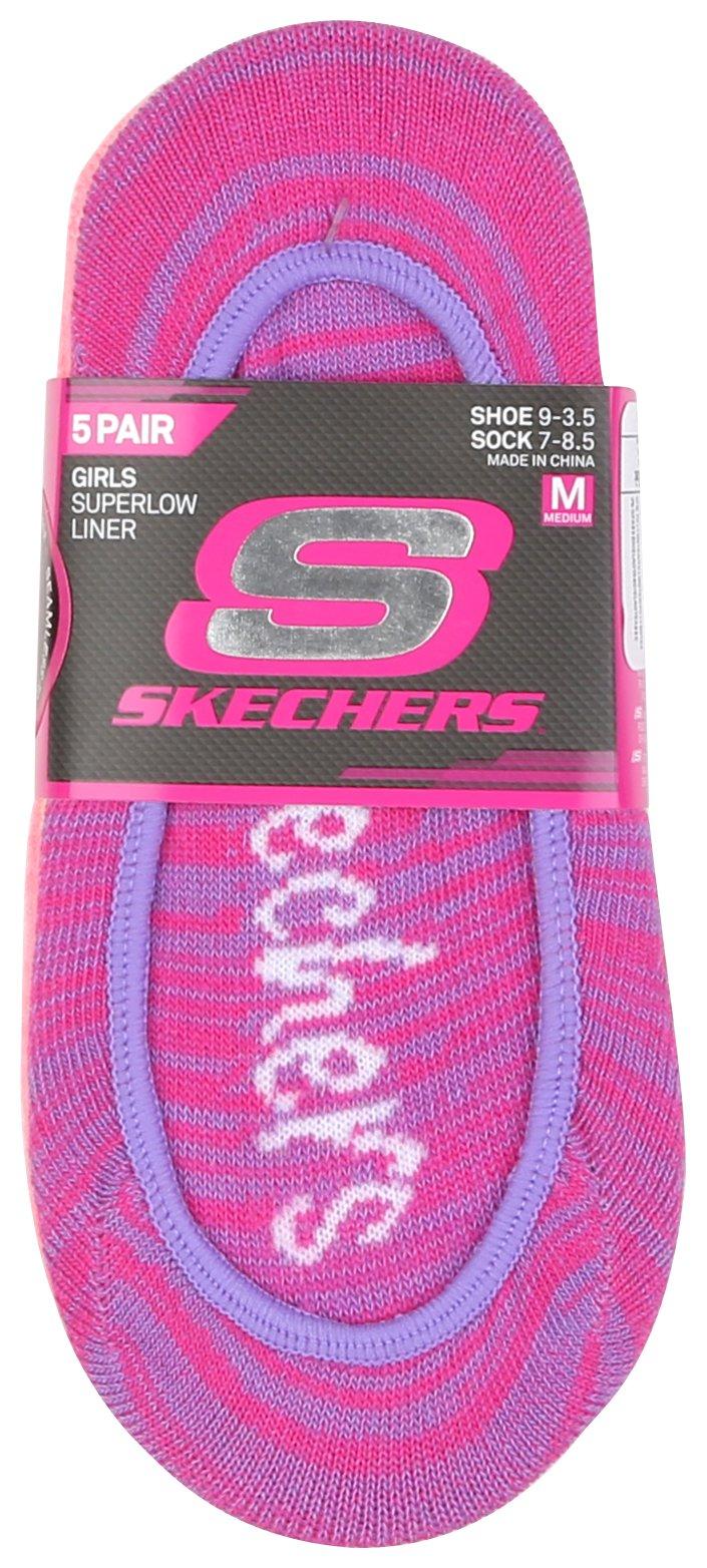 Girls 5 Pair Assorted Colors No Show Liners
