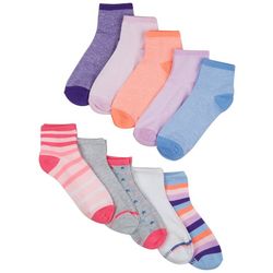 Hanes Girls 10-pk. Striped/Solid Ankle Socks