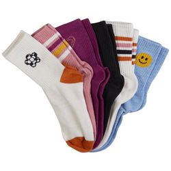 Girls 6-pk. Assorted Retro Icons Quarter Socks