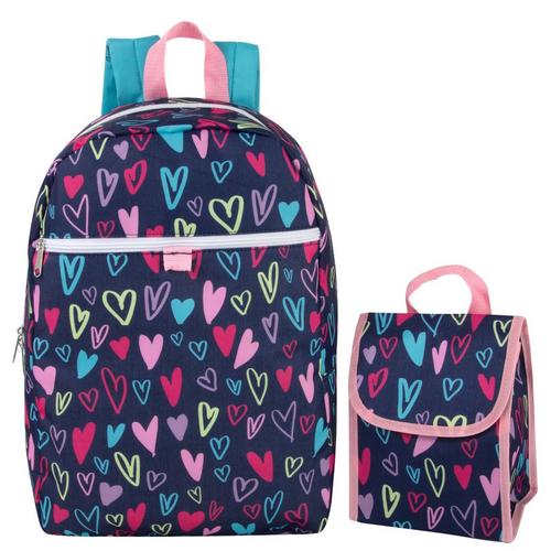Generic Fashion Hearts Backpack & Lunch Bag