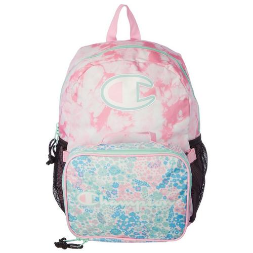 Champion Girls Tie Dye Floral Backpack & Lunch