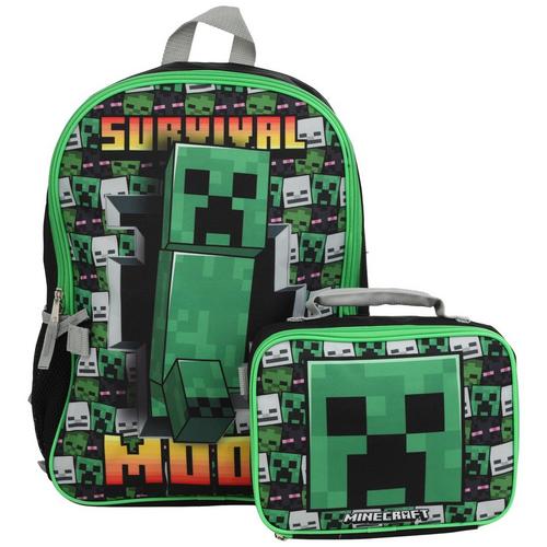 2 Pc Minecraft Backpack & Attachable Lunch Box