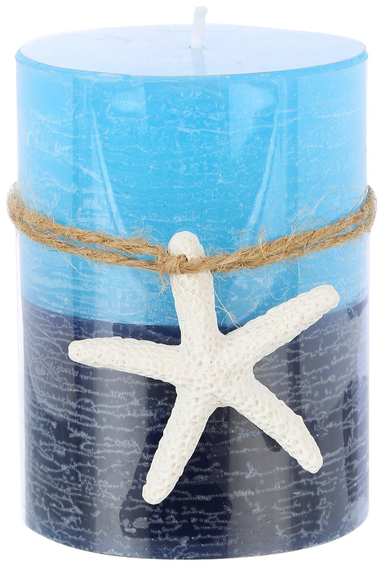 Coastal Home 3x4 Unscented Starfish Pillar Candle