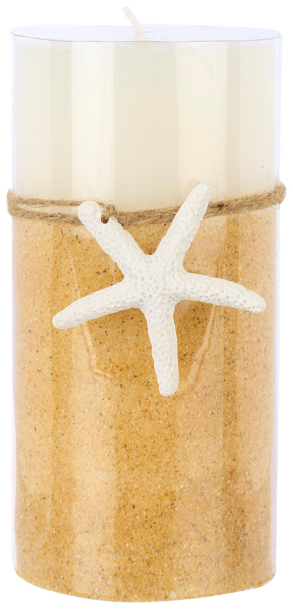 Coastal Home 3x6 Unscented Starfish Pillar Candle