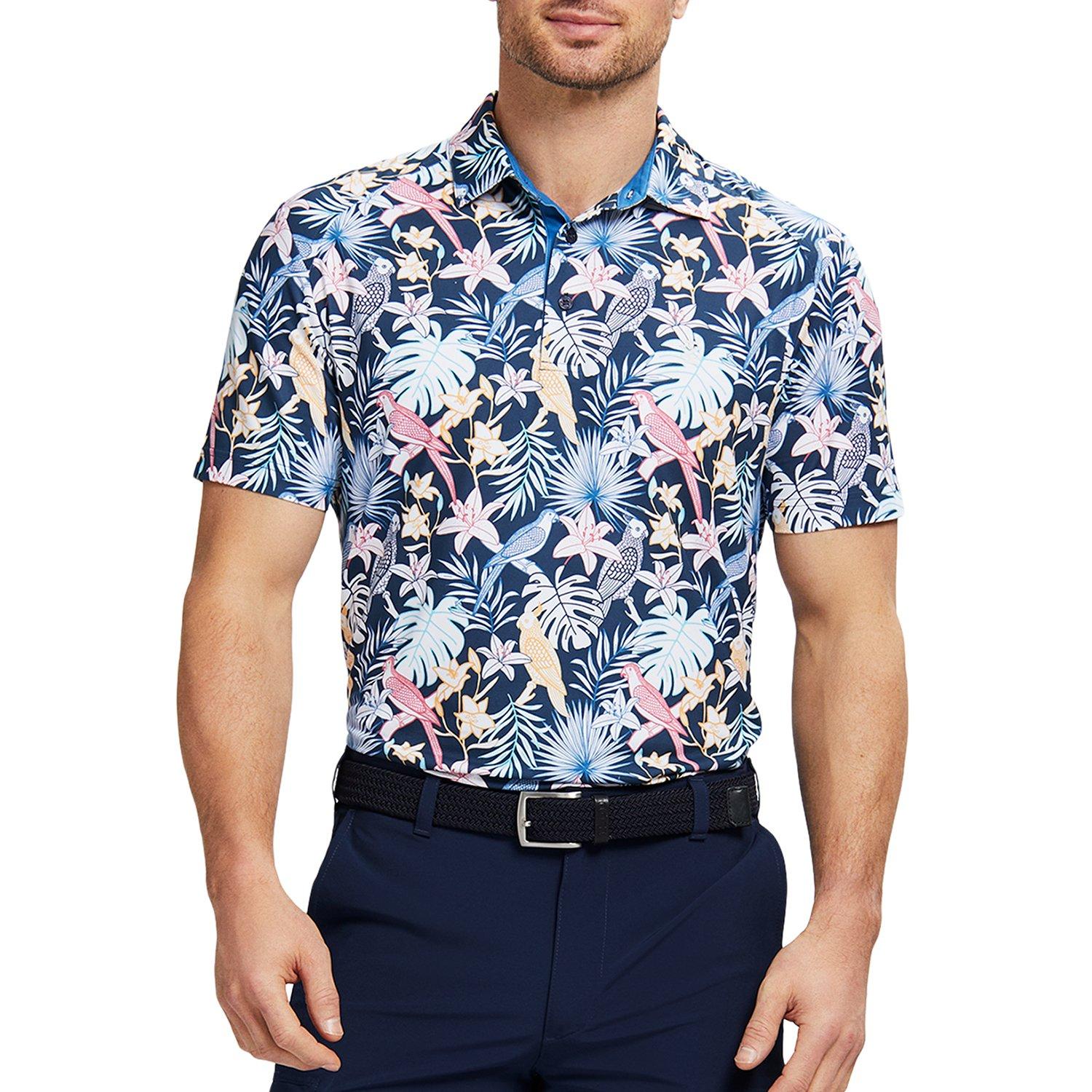 IZOD  Mens Tropical Print  Polo Shirt