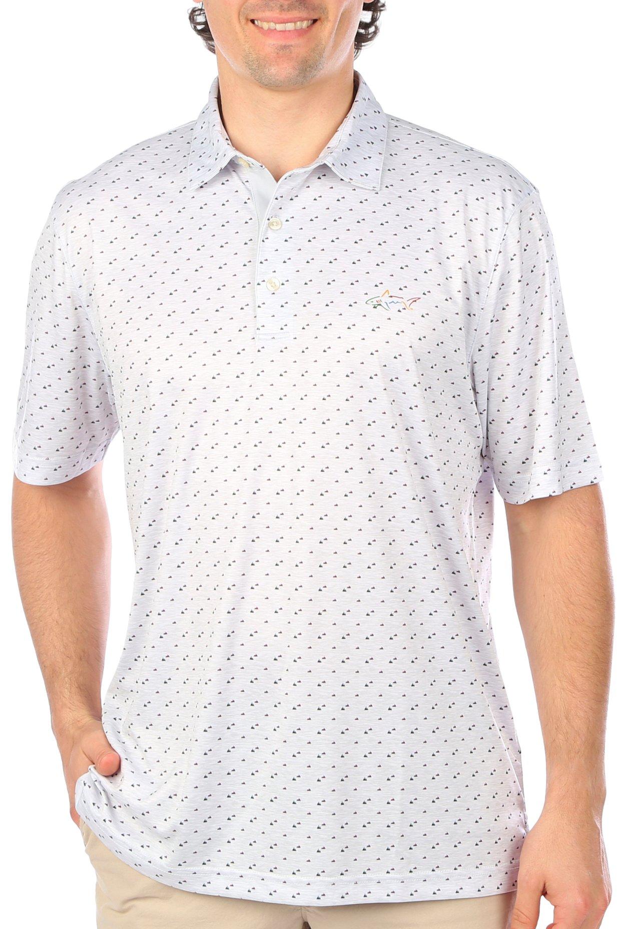 Greg Norman Mens Rocky Print Golf Polo Shirt