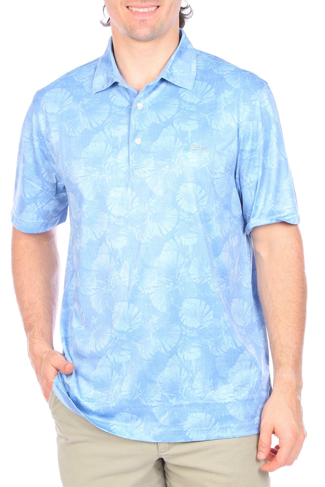 Greg Norman Mens Palm Print Short Sleeve Polo Shirt