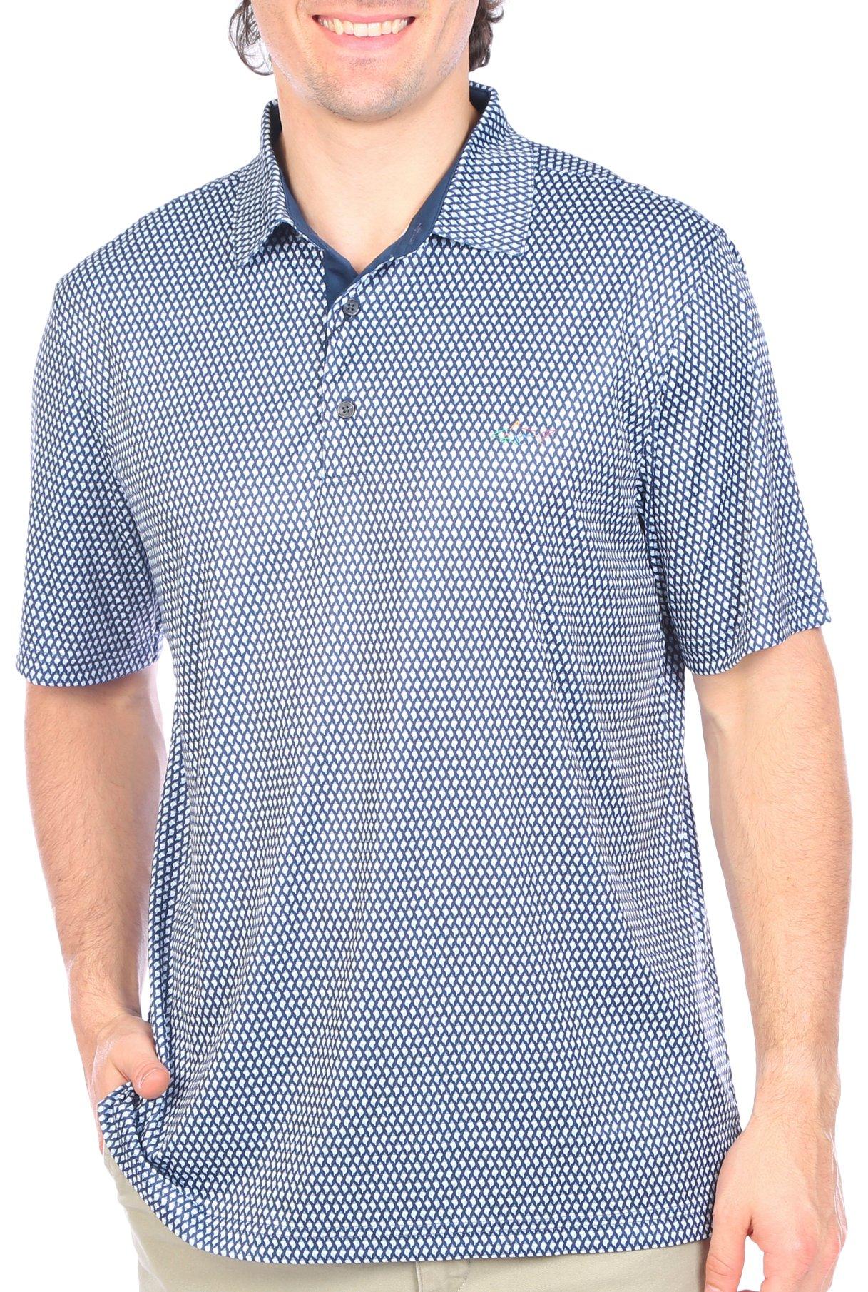 Greg Norman Mens Abstract Shark Short Sleeve Polo Shirt
