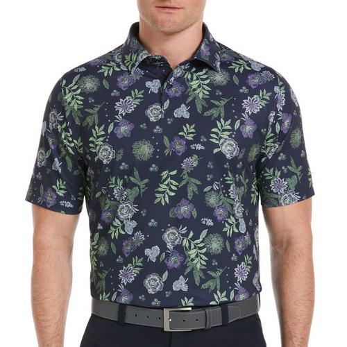 Mens Floral All Over Print Short Sleeve Polo