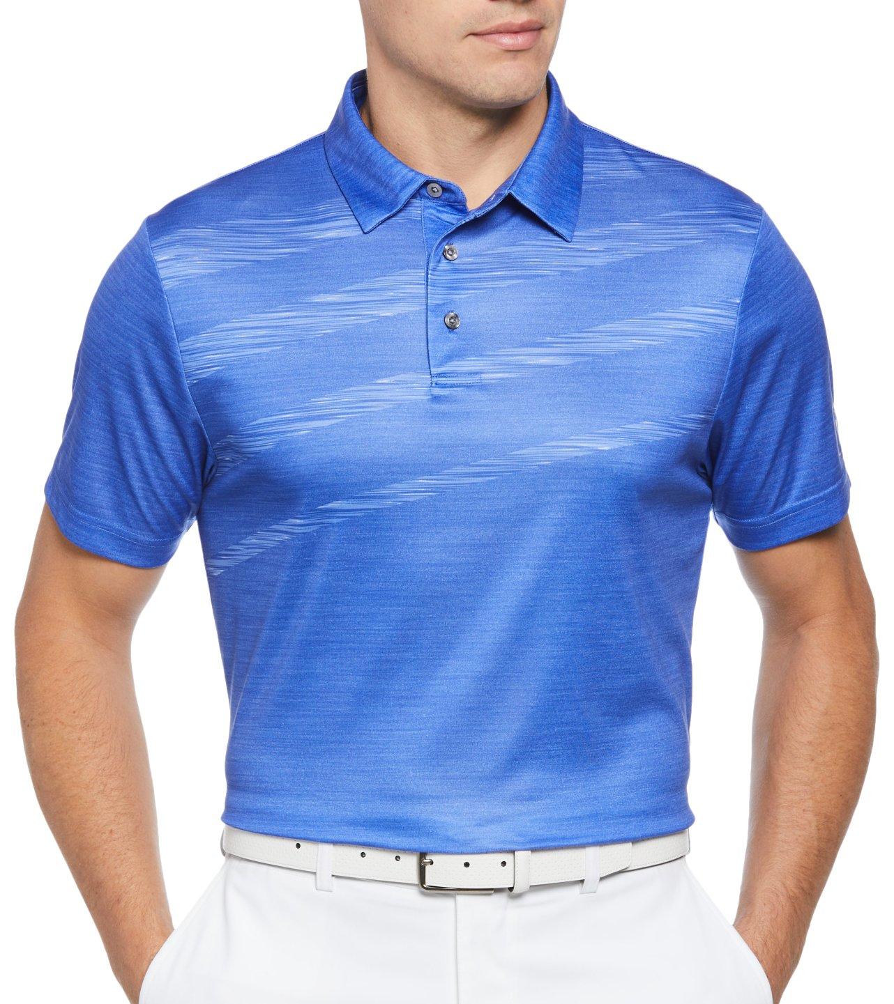Mens Asymmetrical Stripes Short Sleeve Golf Polo Shirt