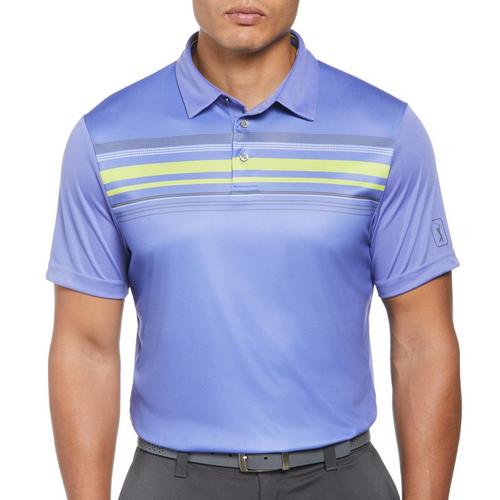 Mens Airflux Colorblock Chest Short Sleeve Golf Polo