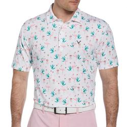 Callaway Mens Flamingo Print Short Sleeve Polo Shirt
