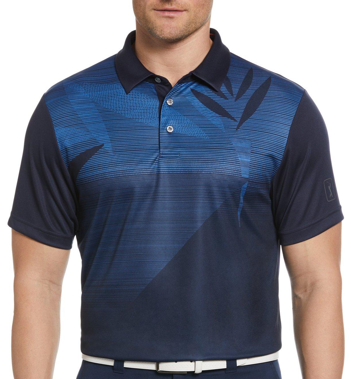 PGA TOUR Mens Asymmetric Short Sleeve Golf Polo Shirt