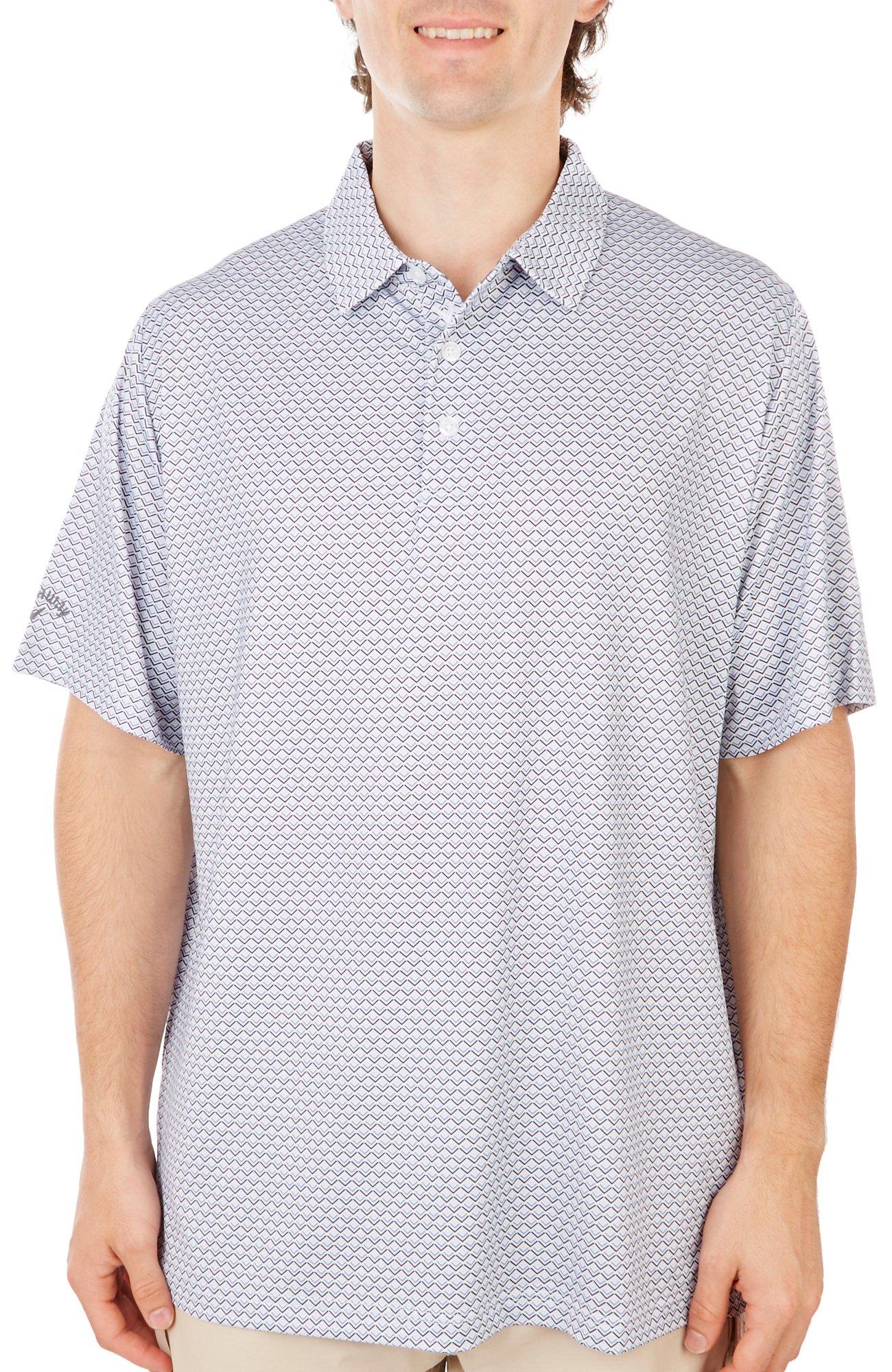 Mens Ombre Chevron Print Short Sleeve Golf Polo Shirt