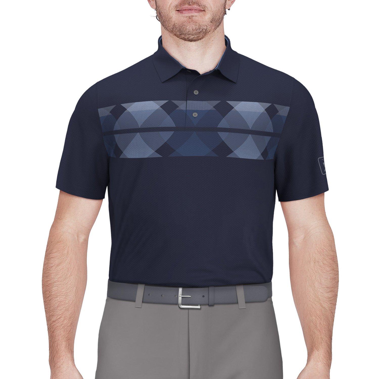 PGA TOUR Mens Argyle Print Short Sleeve Polo Shirt