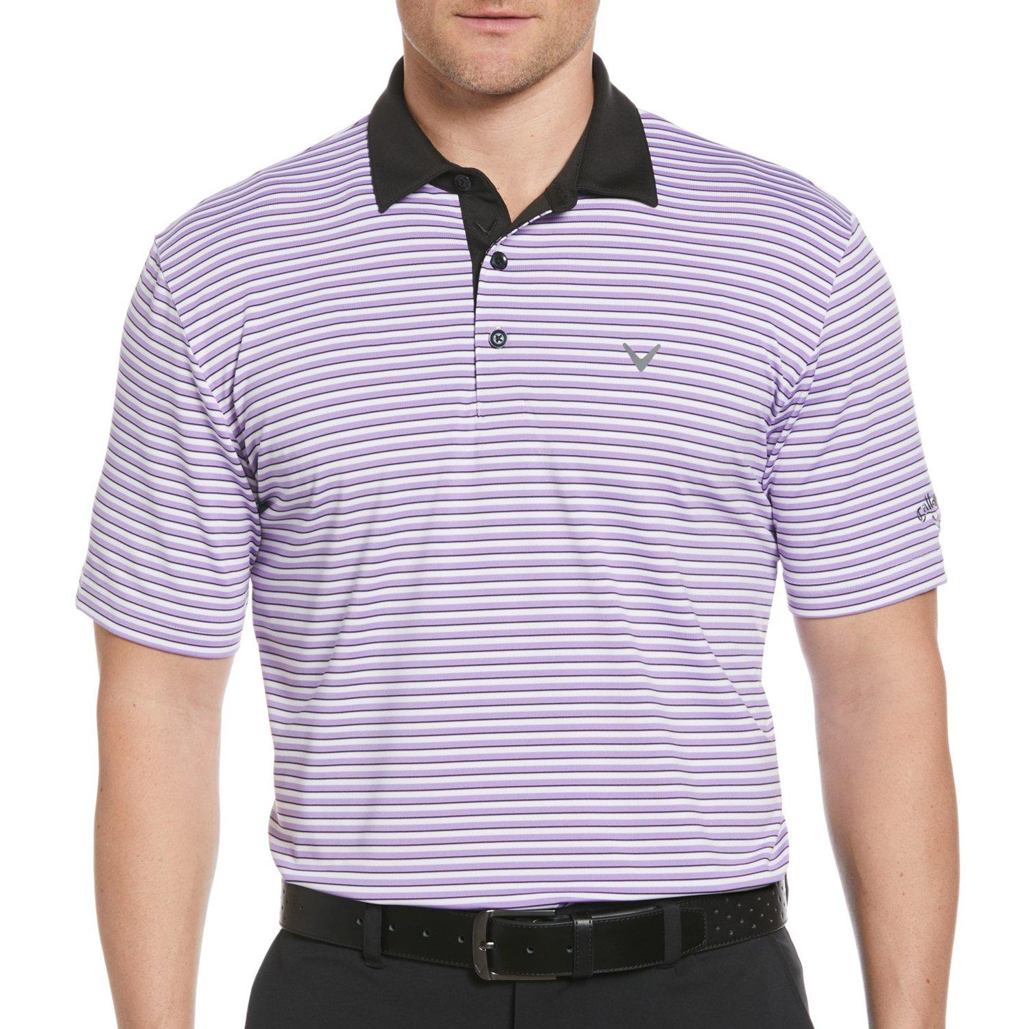Mens 3 Color Yarn Dye Stripe Golf Polo Shirt