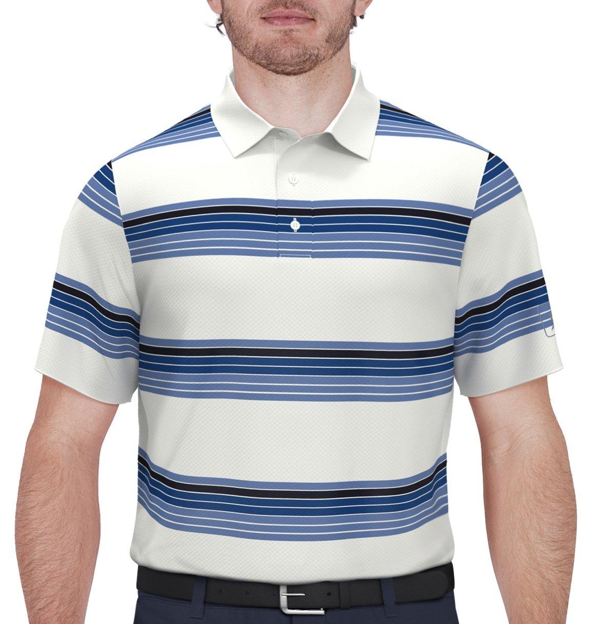 PGA TOUR Mens Stripe Print Short Sleeve Polo Shirt