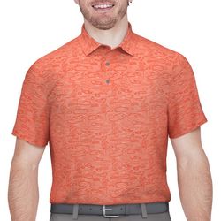 PGA TOUR Mens Linear Print Cinversational Polo Shirt