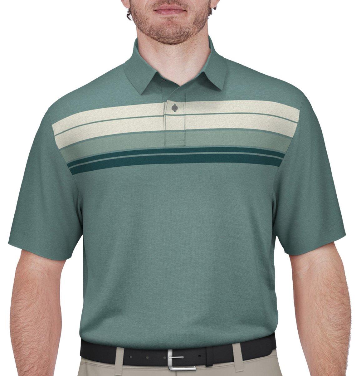 PGA TOUR Mens Chest Striped Golf Polo Shirt
