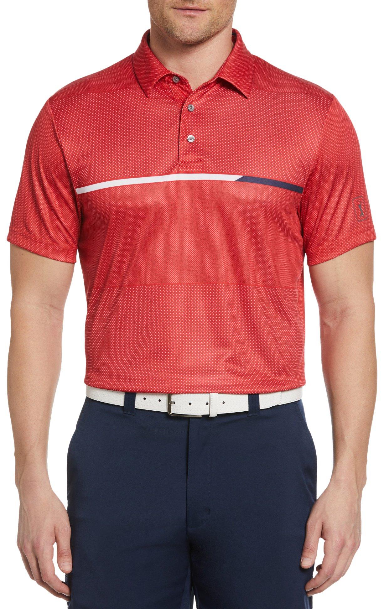 PGA TOUR Mens Textured Colorblock Golf Polo Shirt