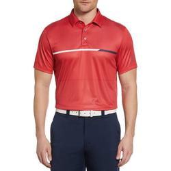 Mens Textured Colorblock Golf Polo Shirt
