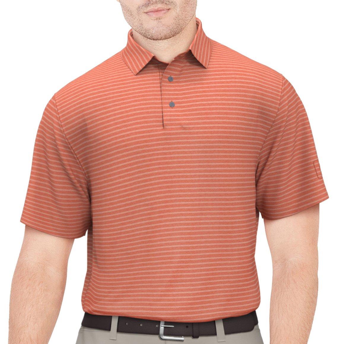 PGA TOUR Mens Feeder Stripe Short Sleeve Golf Polo Top