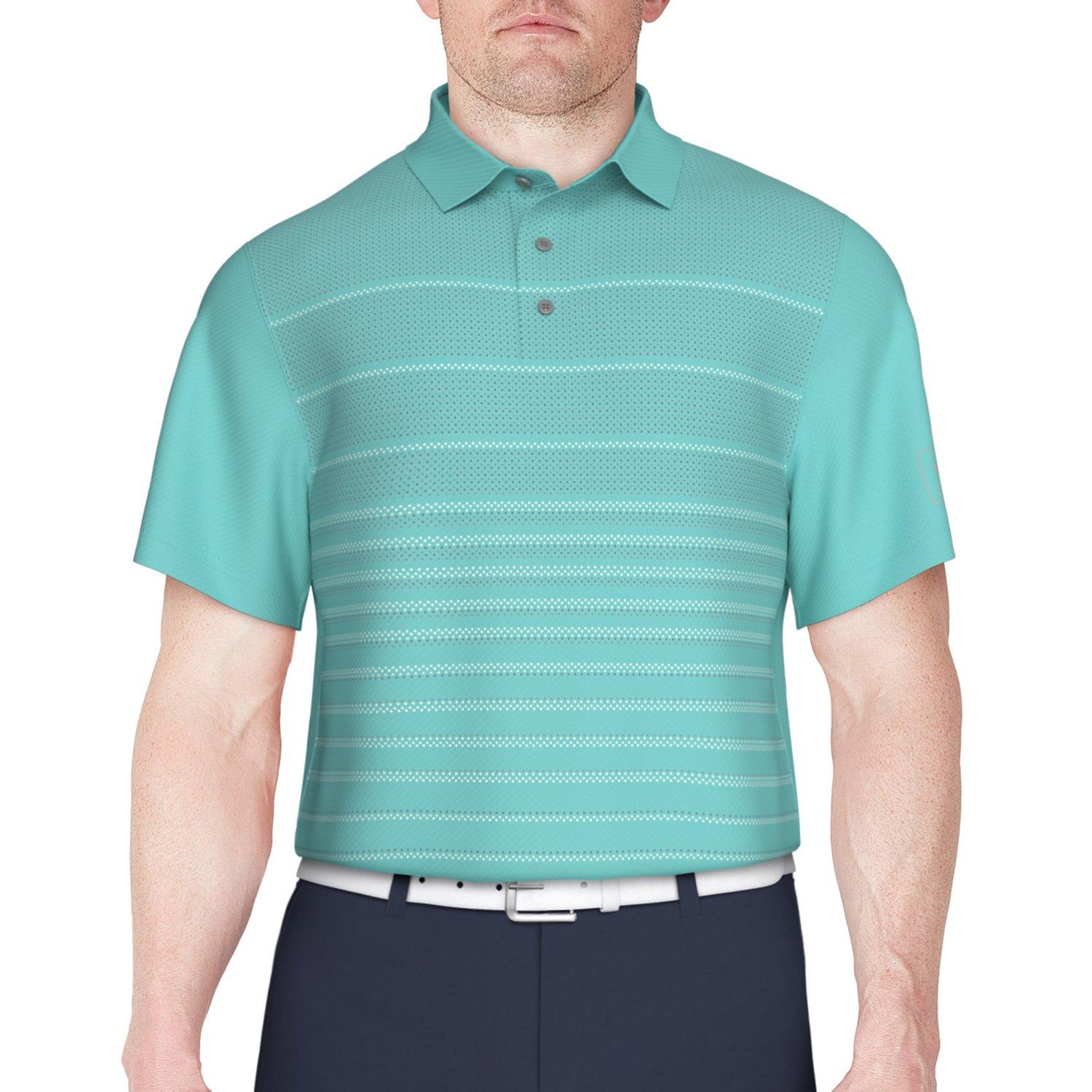PGA TOUR Mens Energy Front Panel Stripe Polo Shirt