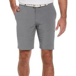 Mens Solid Flat Front 9 Golf Shorts