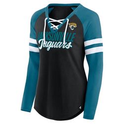 Jacksonville Jaguars Womens Lace-Up V-Neck Long Sleeve Shirt