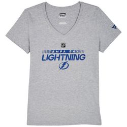 Womens Tampa Bay Lightning Logo V Neck Short Sleeve T-Shirt
