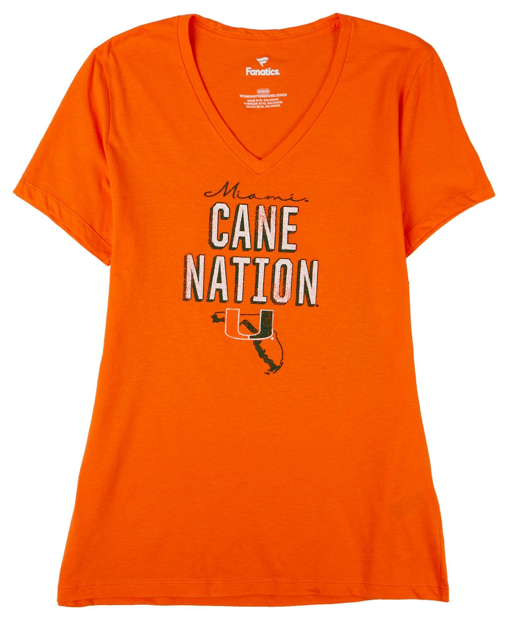 Miami Hurricanes Womens Cane Nation V Neck Tee by Fanatics