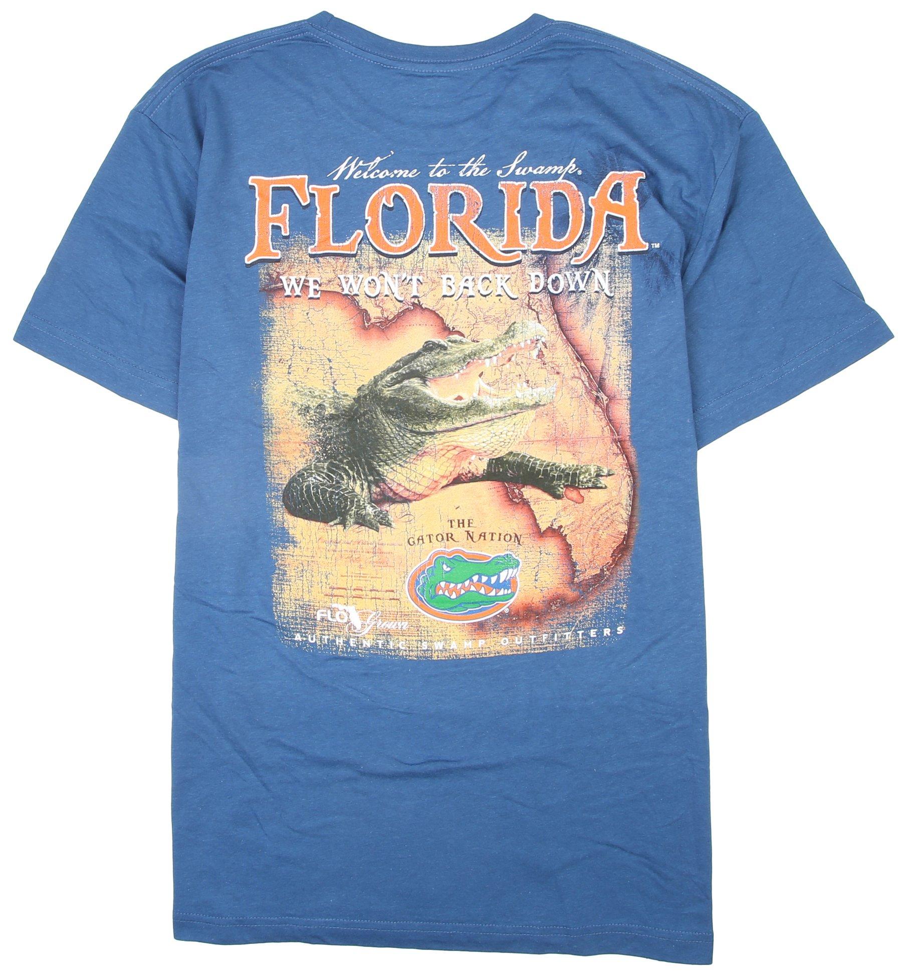 FloGrown Mens UF Vintage Florida Map Graphic T-Shirt