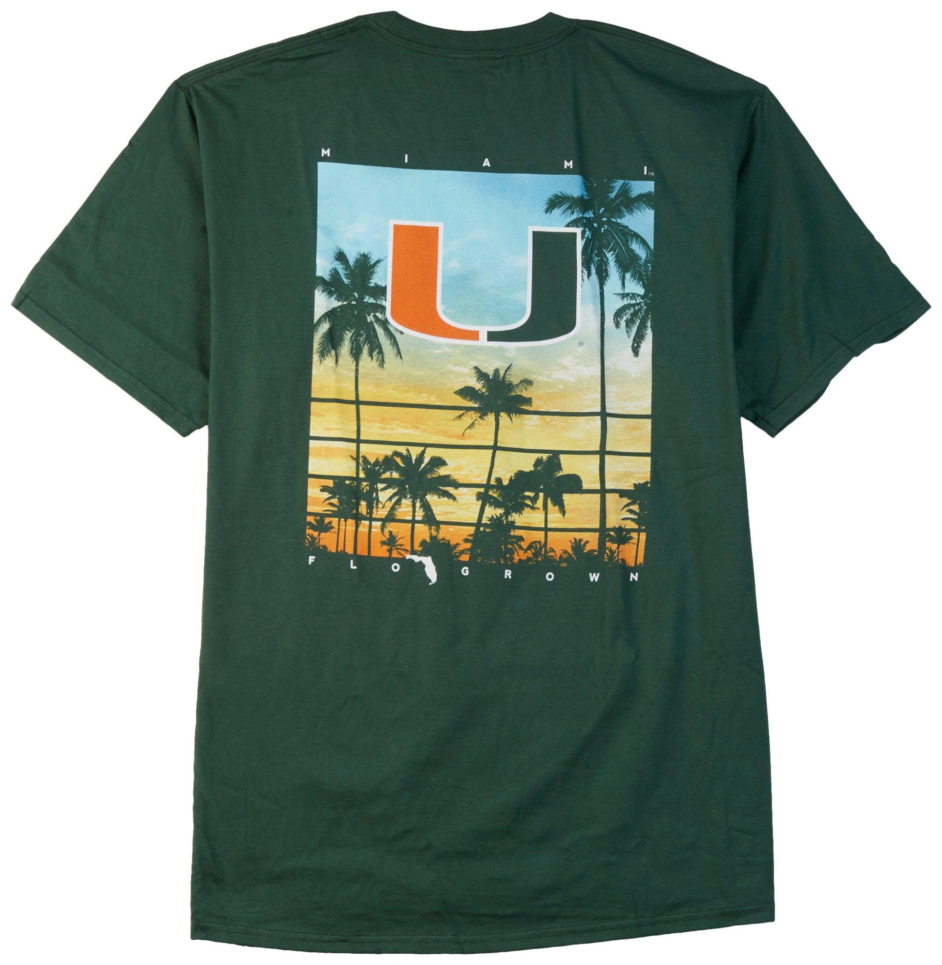Mens Miami Hurricanes Coastal Sunset Print T Shirt