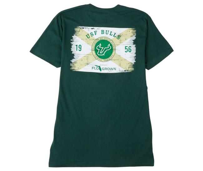 FloGrown Men's South Florida Bulls Green Washed Flag T-Shirt, XL