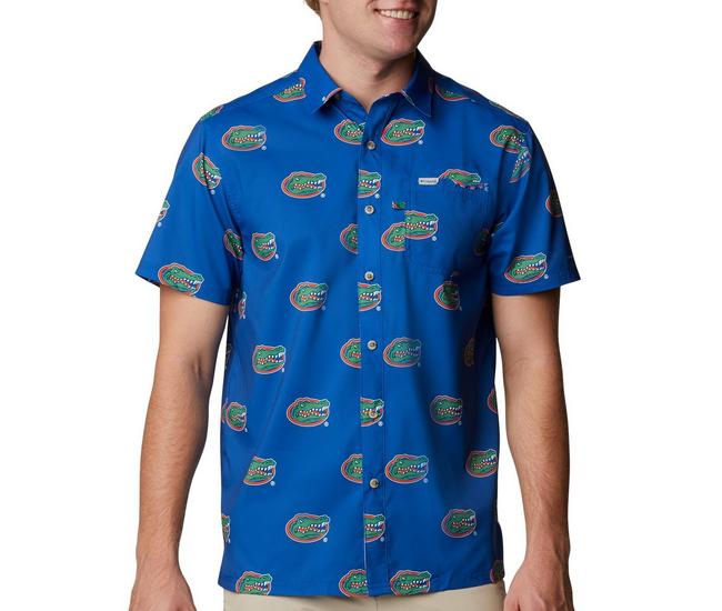 Columbia University of Florida Gators Blue Fishing PFG Button Up Shirt XL