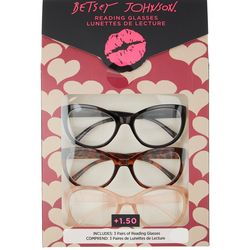 Betsey Johnson Womens 3-Pr. Cateye Reading Glasses Set