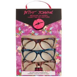 Betsey Johnson Womens 3-Pr. Tie Dye Reading Glasses Set