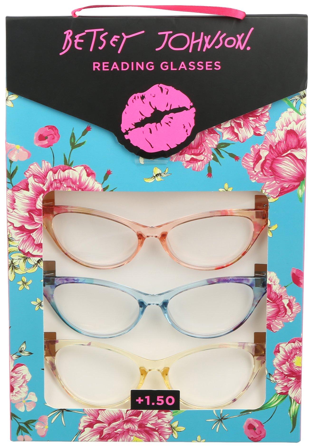 Betsey Johnson Womens 3-Pr. Cat Eye Reading Glasses Set