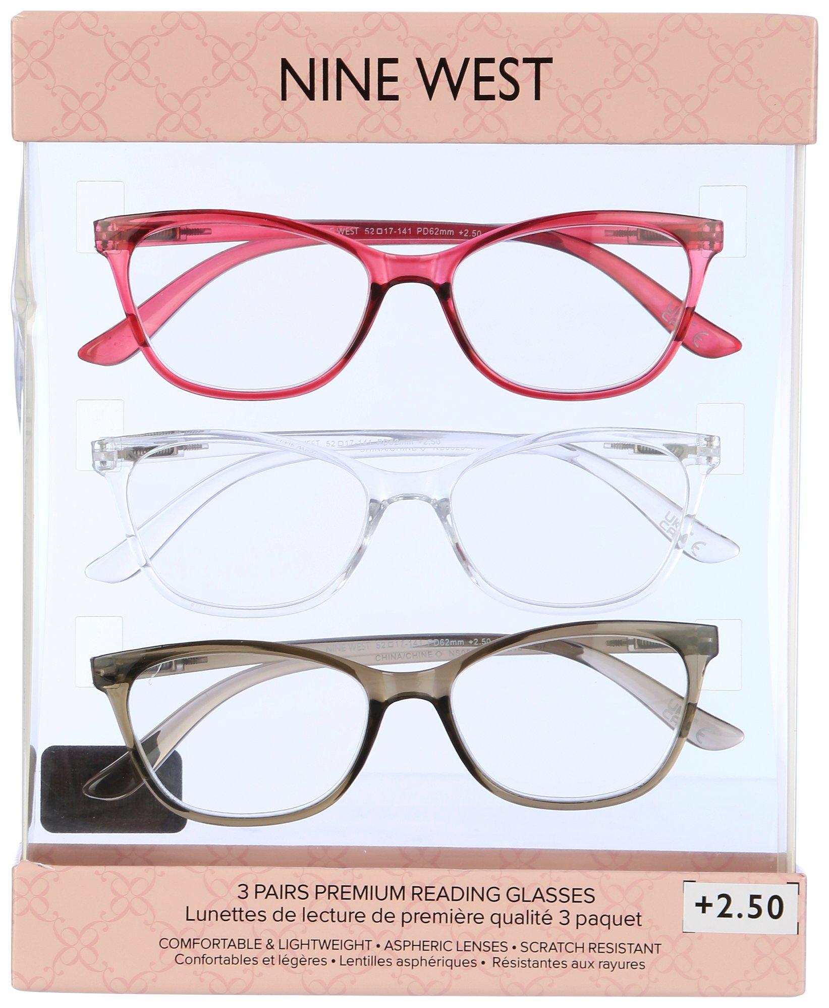Nine West Womens 3-Pr. Cateye Reading Glasses Set