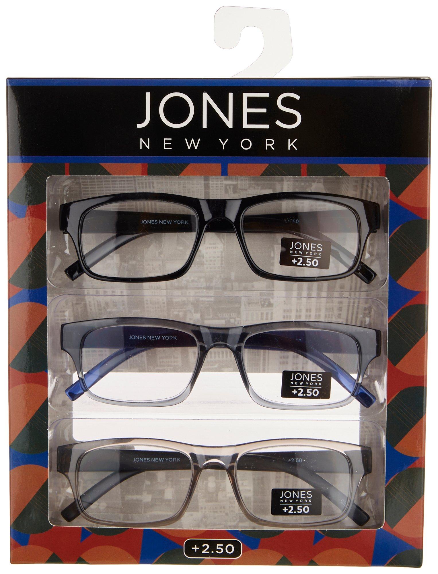 Jones New York Mens 3-Pk. Rectangular Reading Glasses