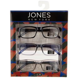 Jones New York Mens 3-Pk. Rectangular Reading Glasses Set