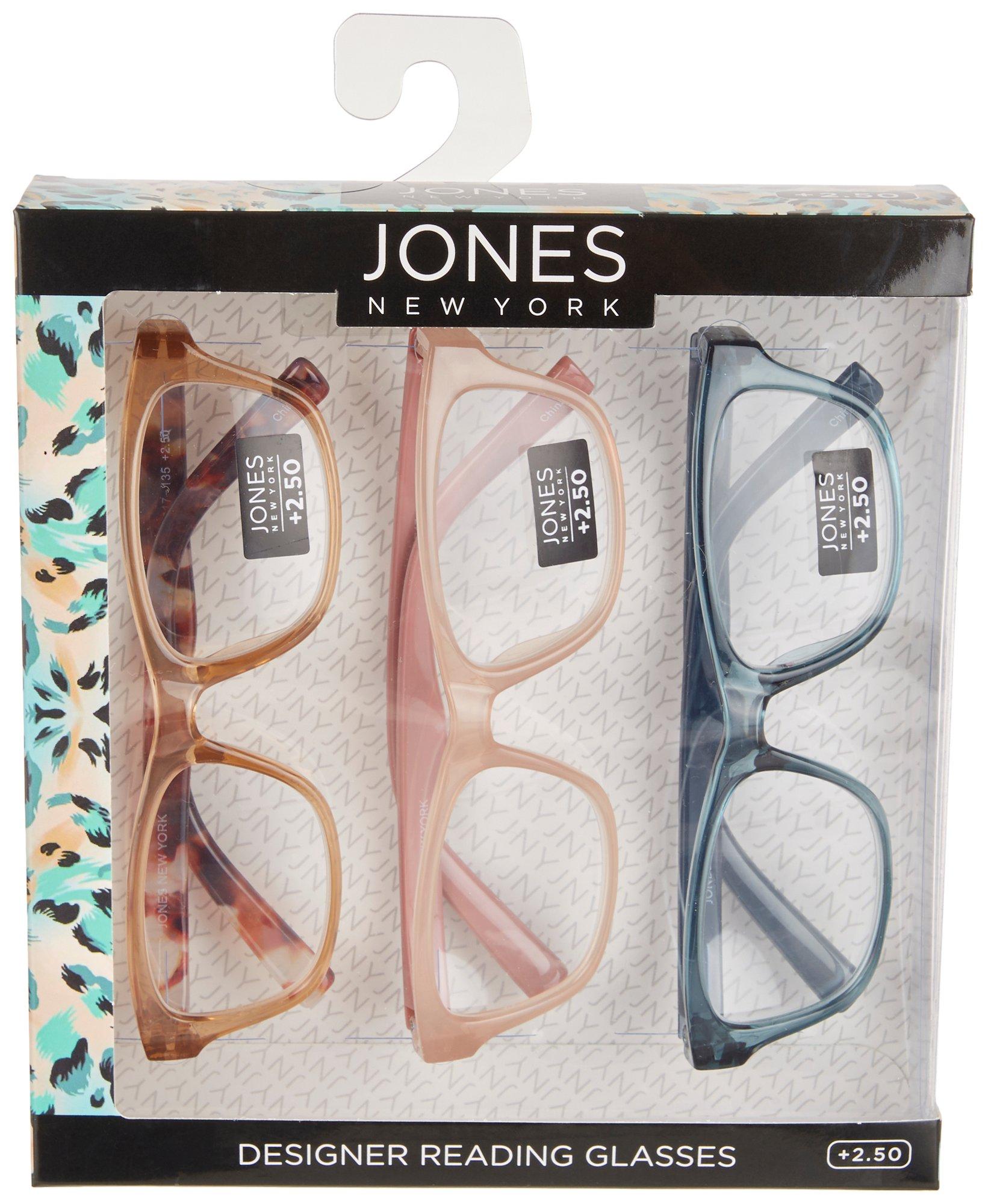 Jones New York Womens 3-Pr. Rectangular Reading Glasses