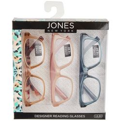 Jones New York Womens 3-Pr. Rectangular Reading Glasses Set