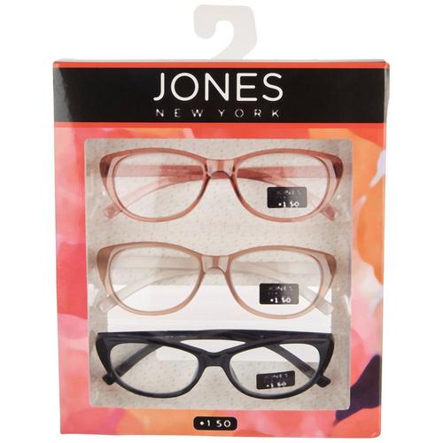 Jones New York Womens 3-Pr. Oval Reading Glasses