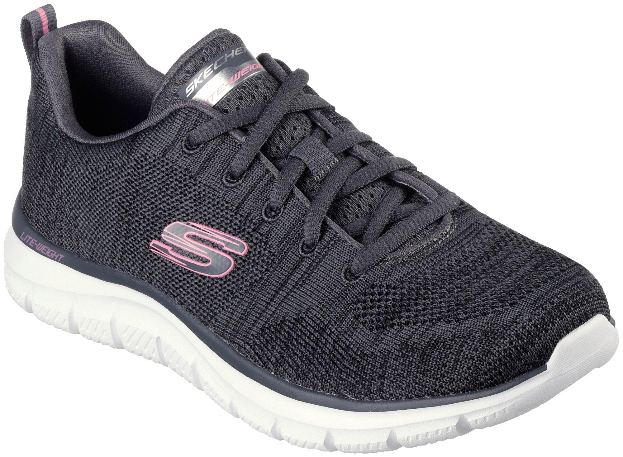 Skechers womens d'lites - life saver memory foam lace-up  sneaker,black/pink,8 xw us : : Fashion